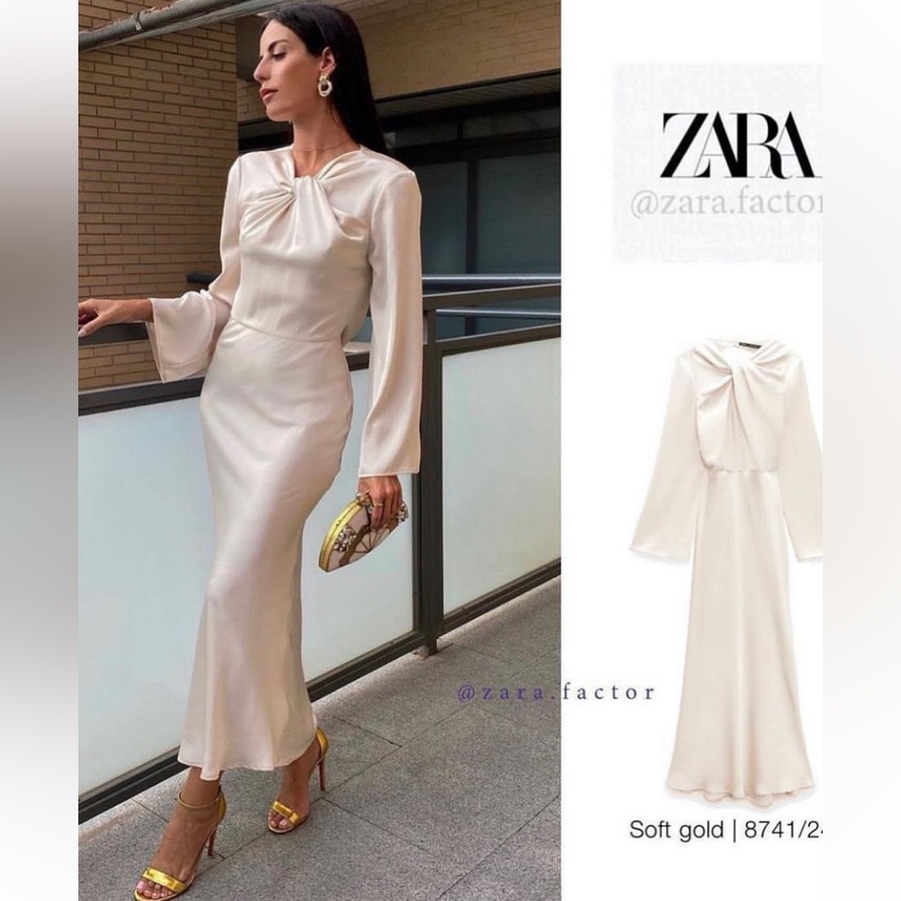 Zara Open Back Satin Effect Dress - Picture 7 of 15